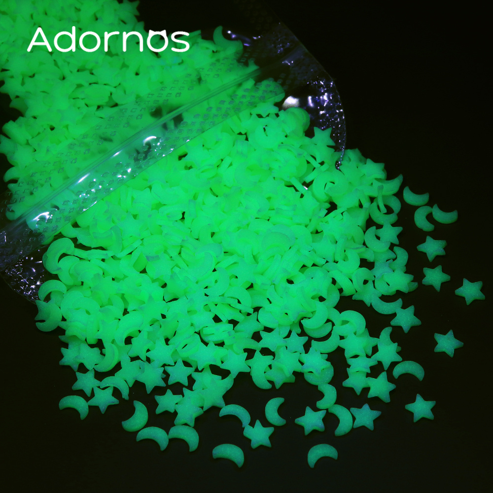 10 G/bag Luminous Stars Moon Soft Clay Flakes For Epoxy Resin Filling Green Light Stars Moon Soft Pottery Diy Earrings Keychains Crafts Making