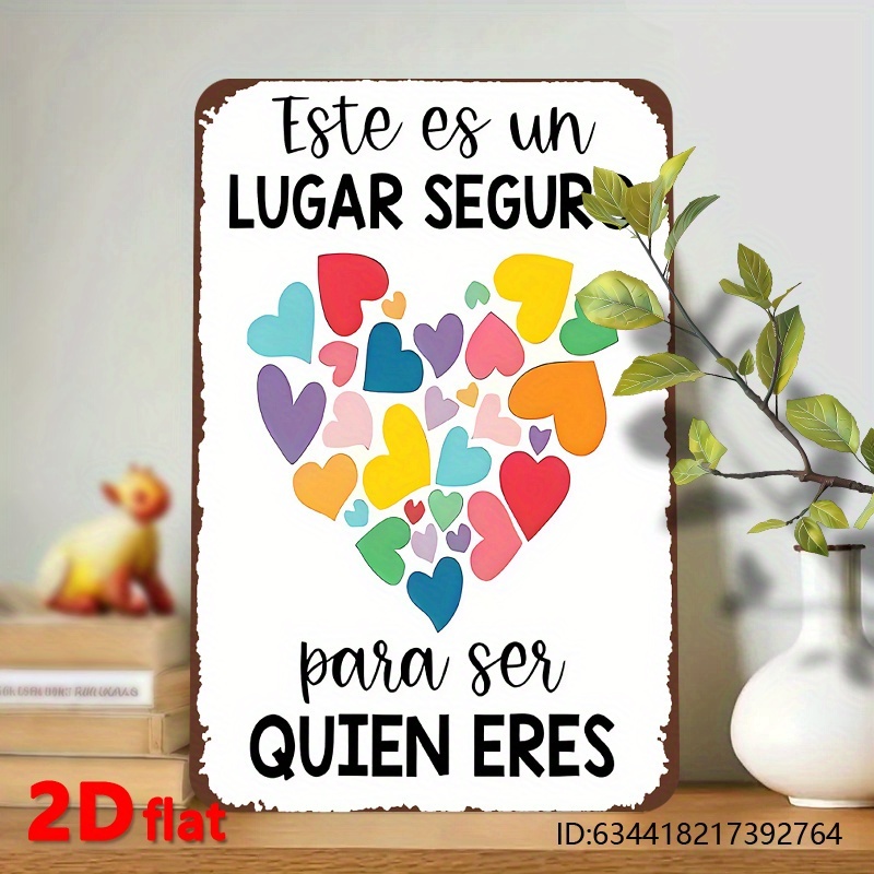 TEMU Decoración de pared de madera con diseño 2D y frases inspiradoras en español, ideal para pósters educativos en aulas y decoración del hogar |