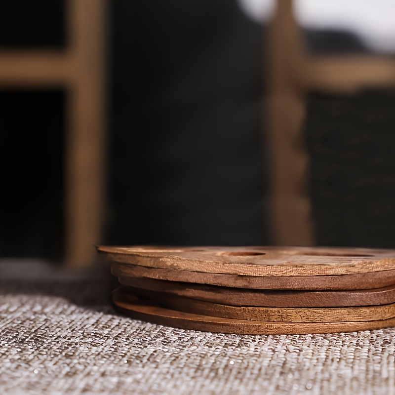 TEMU 2d Flat, 2d Flat Wooden Printed 5pcs Elegant For Lotus Coasters - Heat Resistant, Suitable For Hot Drinks, Wood Surface, For Kitchen, Dining
