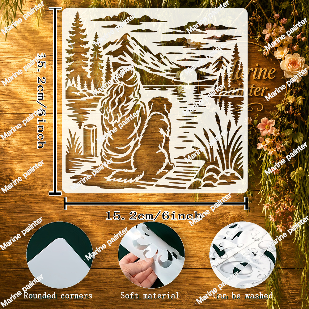 Girl and Dog Painting Template