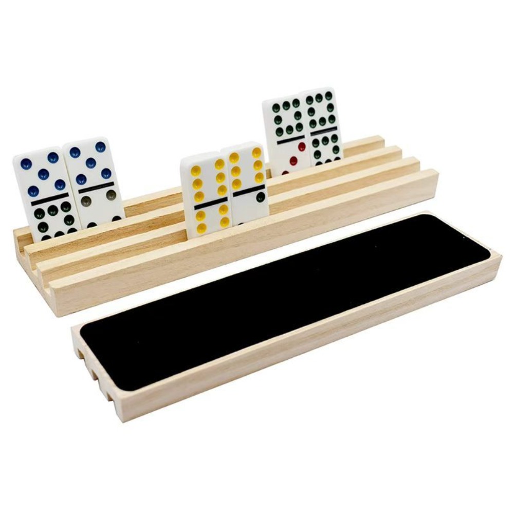 TEMU Wooden Domino Holder, Dominoes Tray, Domino Tile Storage Rack, Classic Table Game Additions (dominoes Not Included)