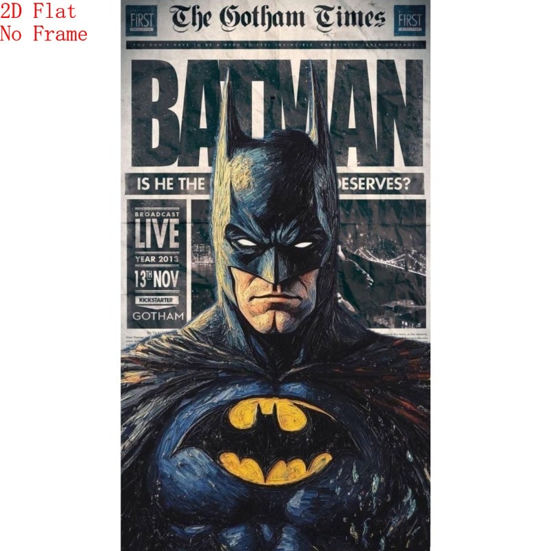 TEMU 2d Flat, 2d Flat, [2d Flat] 1pc Canvas Poster (unframed!!) City Newspaper Canvas Print - Batman Inspired Vintage Wall Art, Home Office Decor