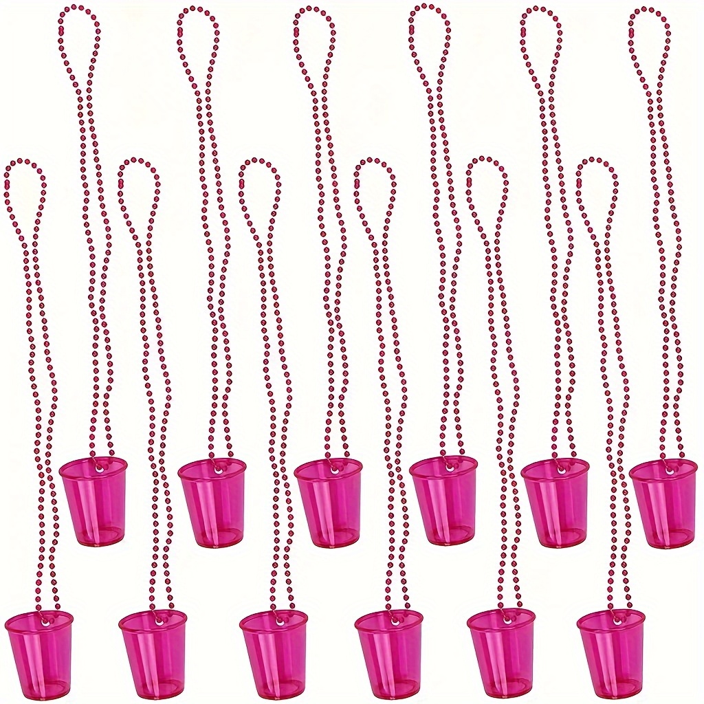 24pcs/12pcs Beaded Necklace + 12pcs Plastic Wine Cup Set - Beer Festival, Carnival, Transparent Beaded Necklace Suitable For Parties And Halloween Events