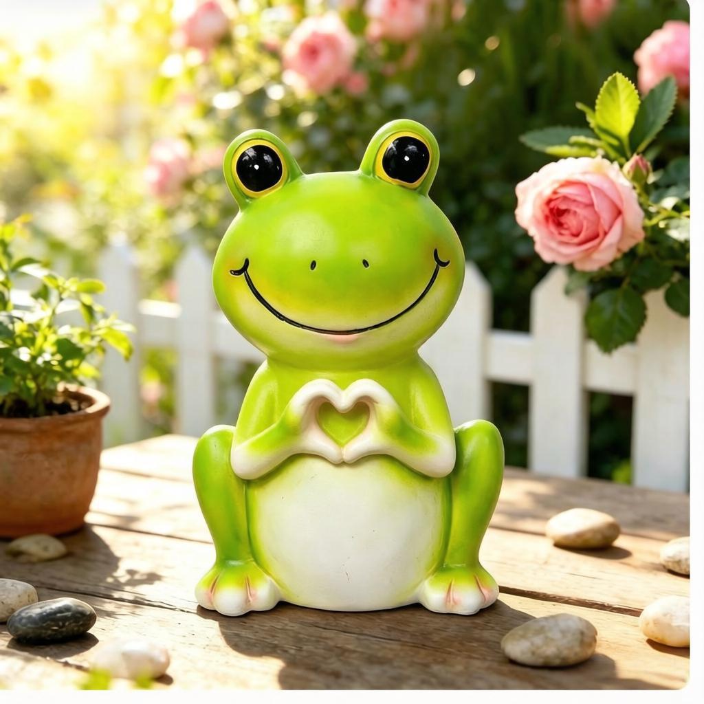 Image of Heart Gesture Frog Resin Statue Figurine Outdoor Yard Garden Landscape Decoration Realistic Frog Ornament For Patio Backyard Micro Landscape Home Decor