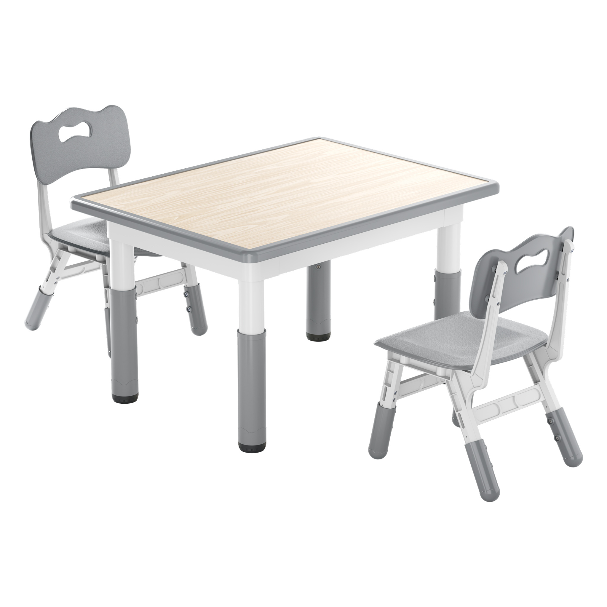 TEMU Gray Children's Table And Chair Set, Infant And Toddler Furniture Set, Height-adjustable Children's Table And Chair Combination, Including 2