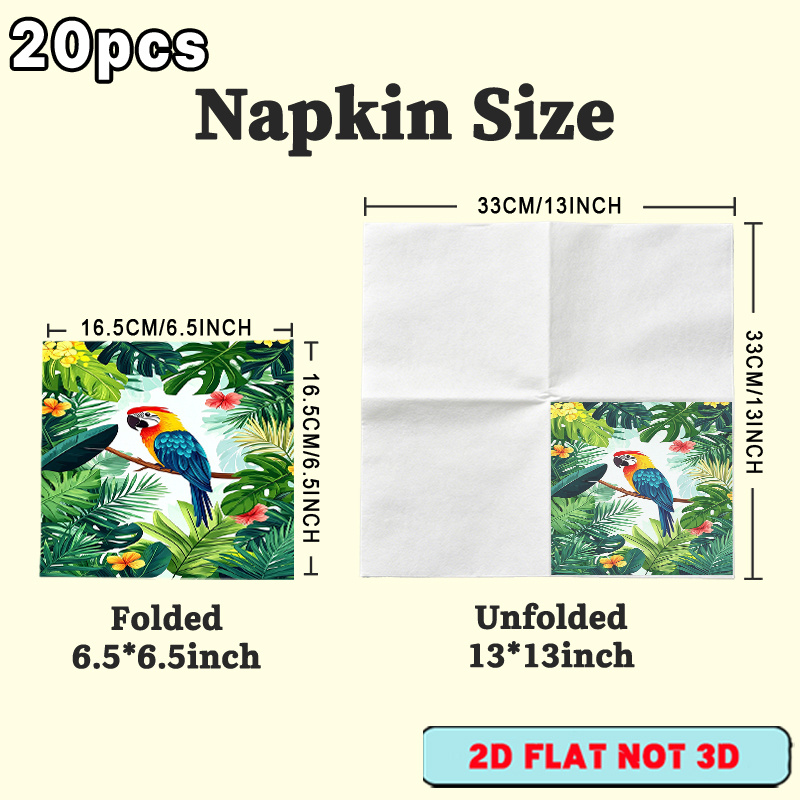 TEMU 20 serviettes avec motif de perroquet, imprimé coloré de perroquet à longue queue avec feuilles luxuriantes et motif de fleurs exotiques, pour