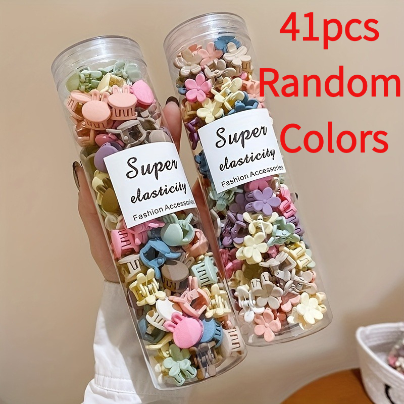 TEMU 41pcs Random Colors Hair Clips, Cute Flower Shaped Hair Additions, Side Bang Barrettes