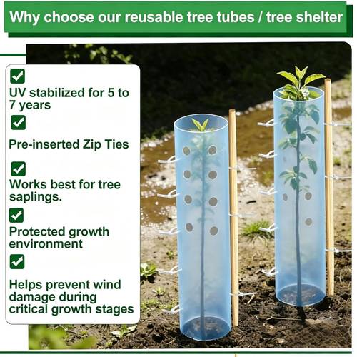 1 roll 17 192 vented tree grow tube protector sleeve shelter tube with punch tool zip ties anti deer plant trunk protection guard