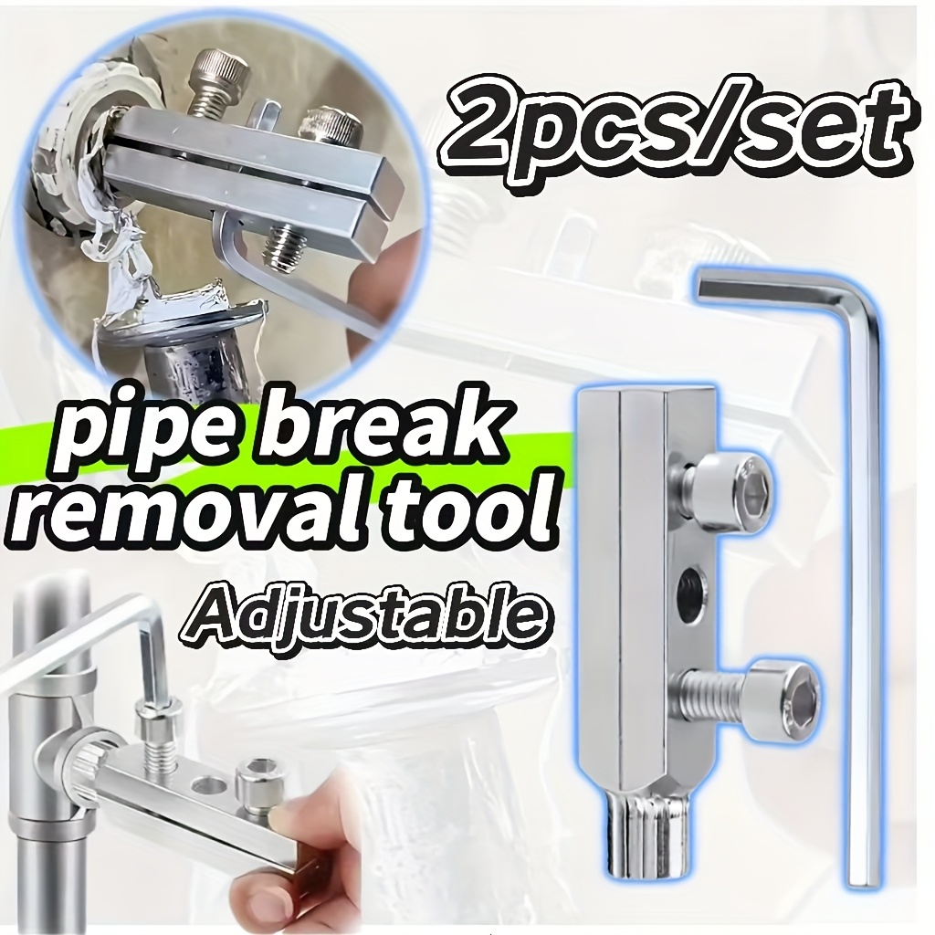 2pcs/set 2.5*0.51 Inch Adjustable Metal Pipe Breaker Disassembly Tool Set, Faucet Quick Wire Cutting Removal Tool, 1/2" 3/4" Universal Nut Extractor, Ideal Disassembly Tool.
