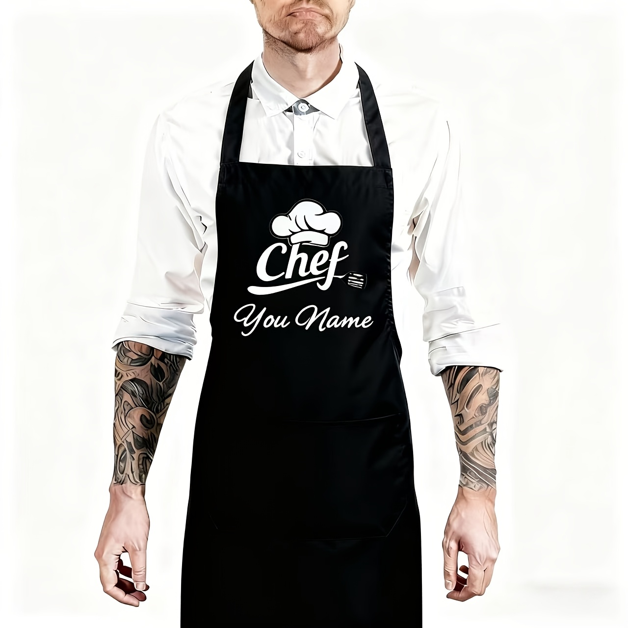 TEMU Personalized Name/text Apron With Name - Heavy-duty Suitable For Kitchen, Apron, With Your Own Name Or Message