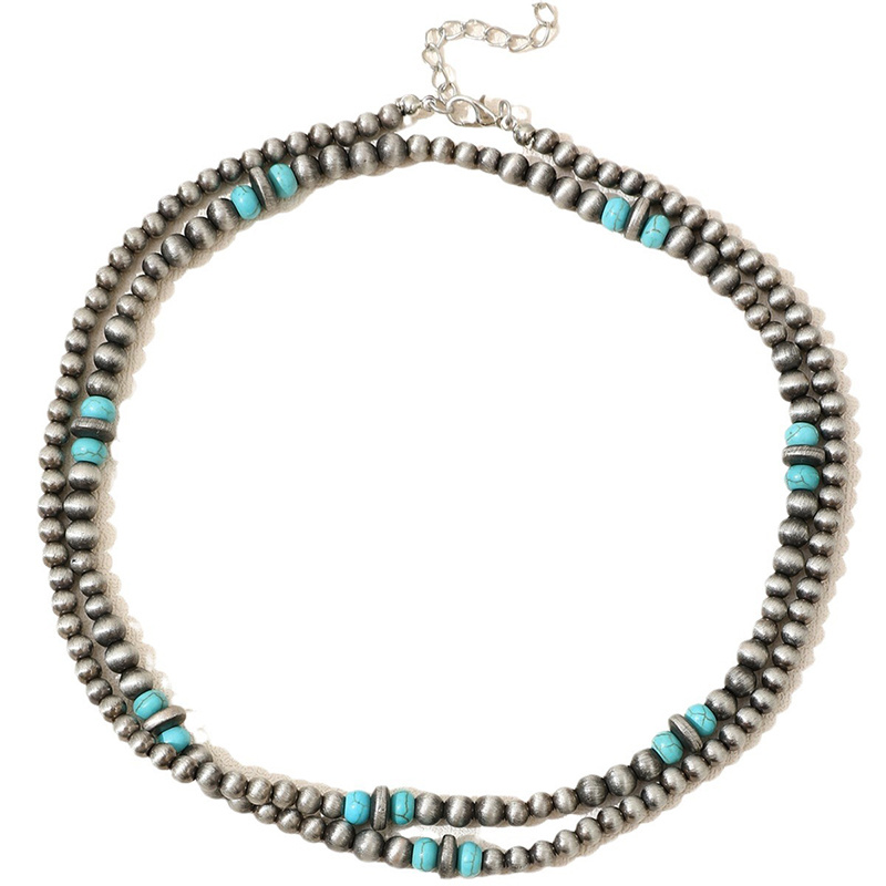 Women's Summer Ethnic Style Long Necklace with Turquoise Beads