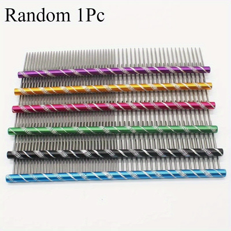 E-shop 1 Stück 16 cm Edelstahl Haarbürste für Hunde & Katzen - Leuchtende Mehrfarbige Streifen Entwirrungskamm, Robuster Ergonomischer Griff für