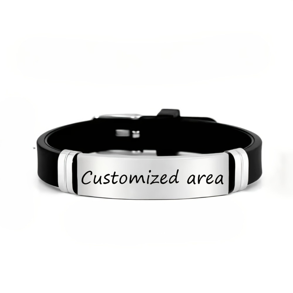 TEMU Custom Engraved Bangle Bangle Bracelet, Personalized Silicone Watch Band For Boys, Adjustable Bangle Bangle Bracelet, Birthday Gift
