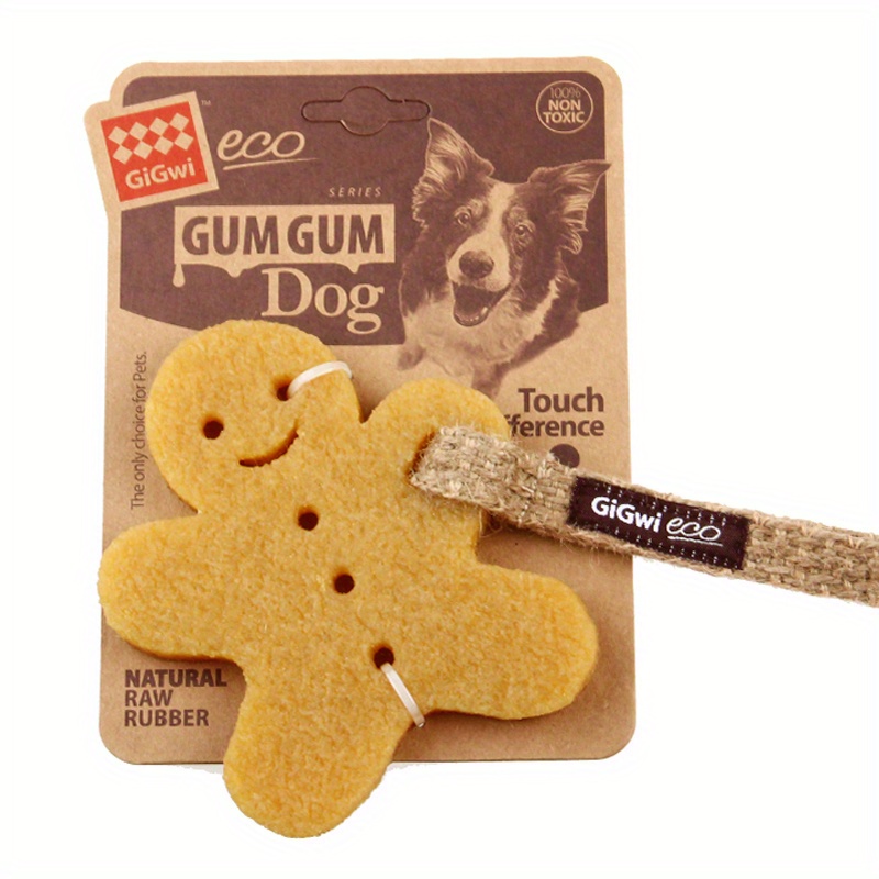 Image of Gigwi 1pc Dog Christmas Toy Gift Gingerbread Man Natural Rubber Toy Suitable For Aggressive Chewers Indestructible Chewing Toy Dog Teeth Cleaning Molar Toy