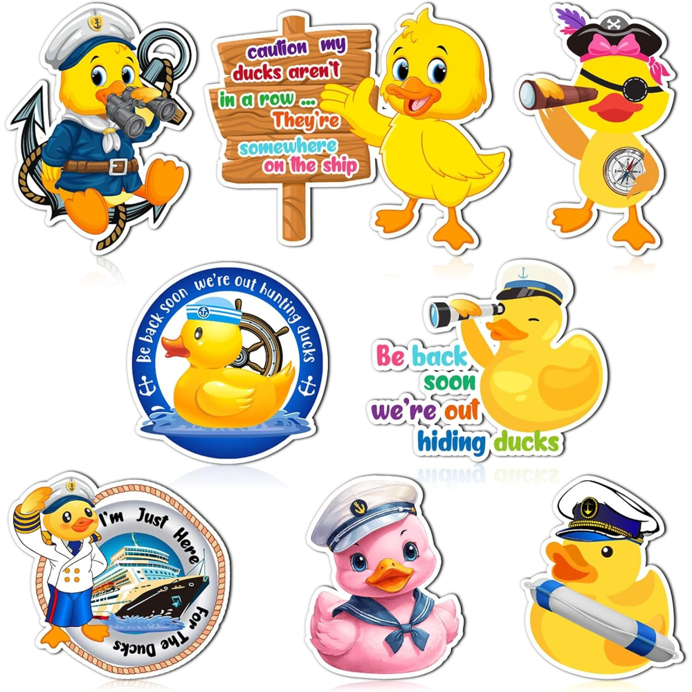 TEMU 8pcs Set Of Yellow Duck Cruise Door Decoration Magnetic Stickers, Fun Themed Yellow Duck Car Door Decoration Stickers, Suitable For Birthday,