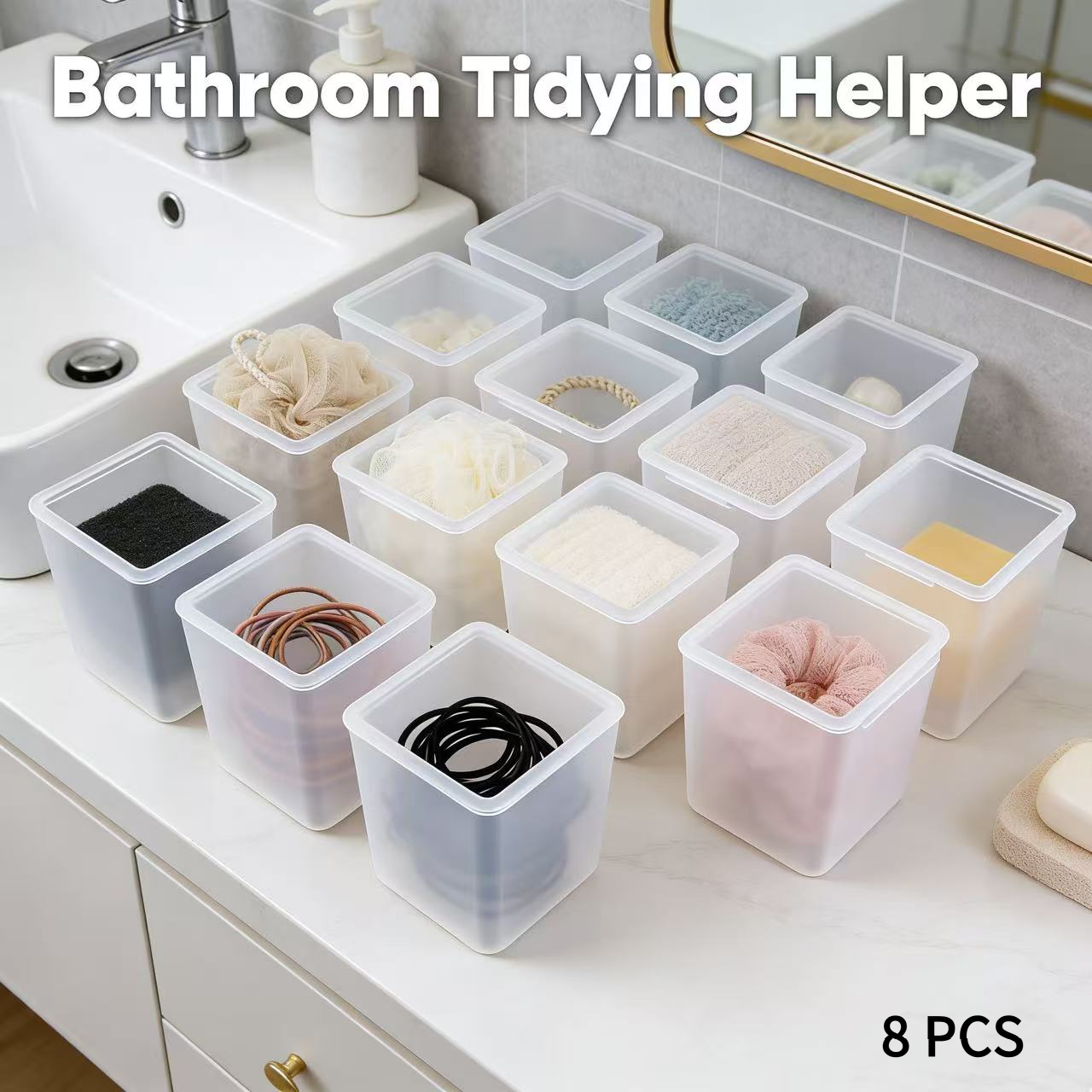 TEMU Large Capacity Pearl Jewelry Storage Box, 8 Storage Boxes Made Of Transparent White Plastic Material, And Top Cover Design, Suitable For Storing