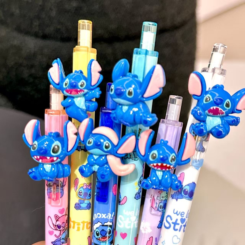 Random 3pcs Stitch Retractable Gel Pens with Cute Cartoon Designs