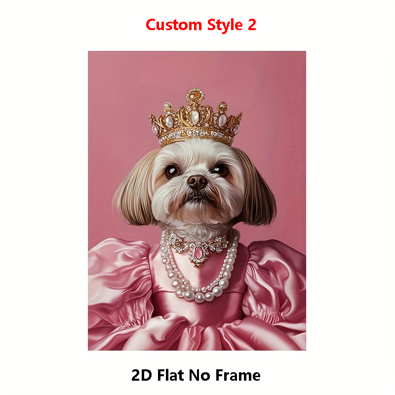 1pc Custom Pet Portrait from Photo - Personalized Royal Style Suitable for Cat & Dog Memorial Canvas Print, Upload Your Own Picture for Home Decor, Birthday Gift, Pet Photo Gift for Dog Cat Owners