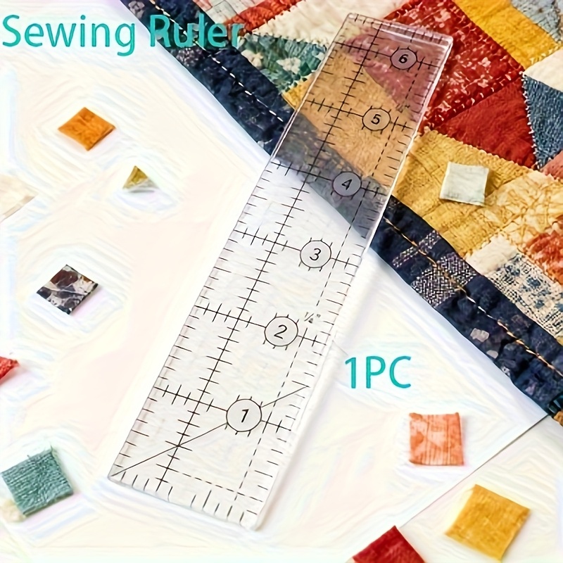 TEMU 1 Sewing Ruler - 16.5cm X 4cm Rectangular Ruler - Non-slip Acrylic Quilting Ruler - For Quilting, , And Other Sewing Crafts, Helping Sewers