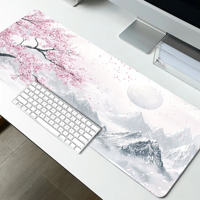 TEMU Large Japanese Cherry & Gaming Desk - Non-slip Base Suitable For Pc, Computer, Office, Compatible For Keyboard And Mouse Pad, Aesthetic Japanese