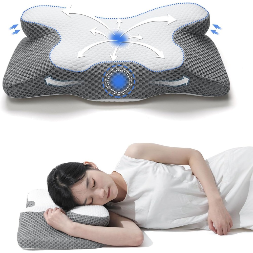 Neck And Shoulder Support Pillow, Ergonomically Designed Cervical Pillow For Side And Back Sleepers