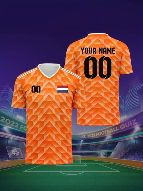 custom dutch v neck football jersey suitable for summer parties sports events casual wear personalized short sleeve soccer jersey with v neck design machine washable apparel for training tournaments