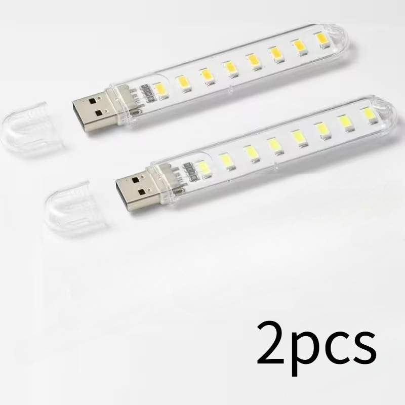 TEMU 2pcs Usb Night Light, Led Mini Lamp, Plug-in Night Light With 8 Led Beads, Suitable For Game Rooms, Bedrooms, Reading, Sleeping, And Nighttime