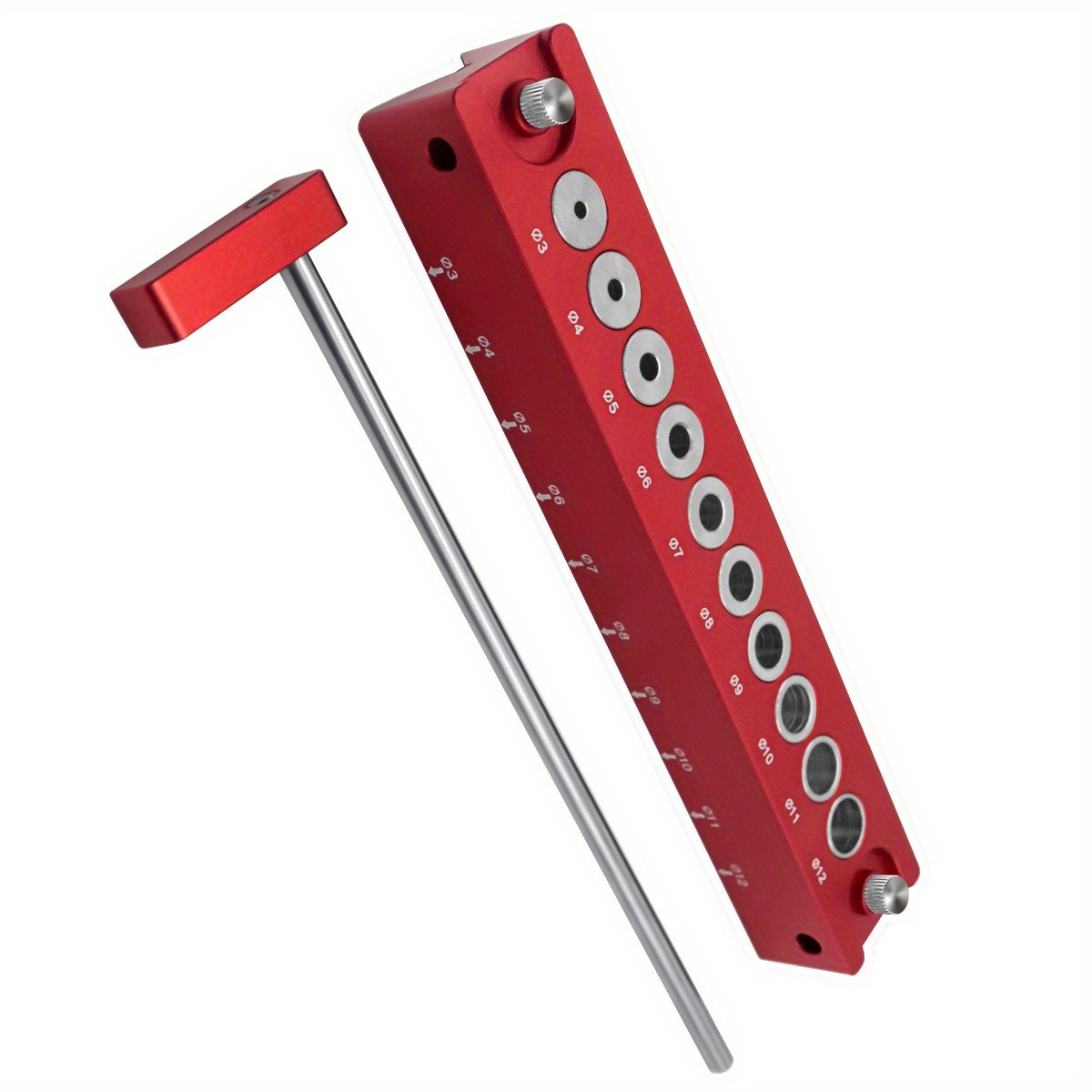 Image of Woodworking 3mm-12mm Self Centering Drill Guide Kit - Aluminum Alloy Vertical & 45° Drilling Block With Drill Sleeves For Punching Hole Locator Carpenter Tool