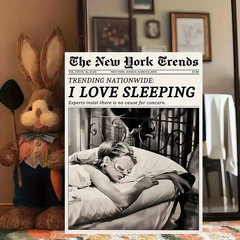 TEMU Posters & Prints Vintage "i Love Sleeping" Wall Art Print On Canvas - 12x16 Inch Unframed Poster For Living Room, Bedroom, Office Decor -