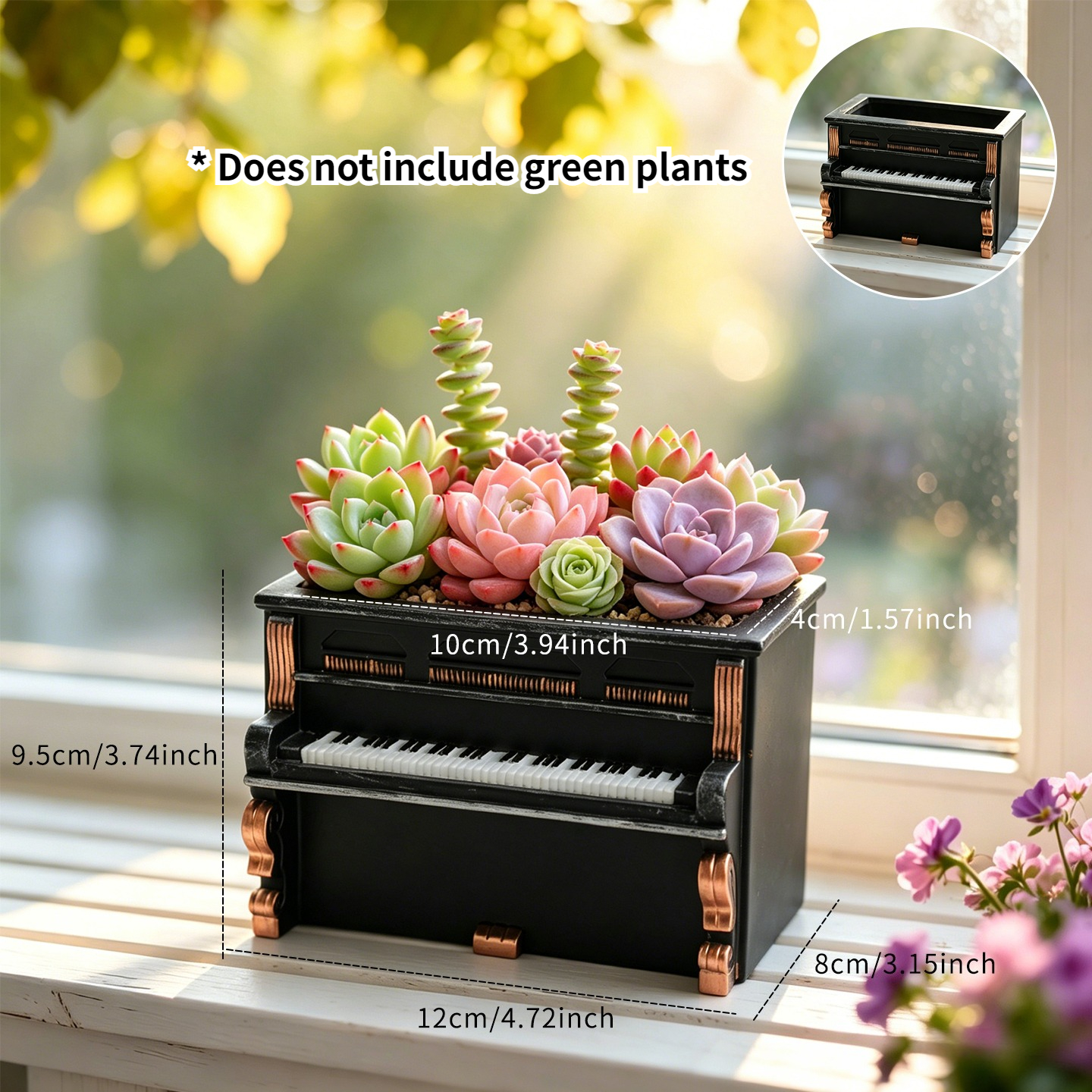 TEMU 1pc Retro European Piano-shaped Succulent Planter, Creative Mini Upright Piano Resin Pot, Suitable For Home Desktops And , Artistic Garden