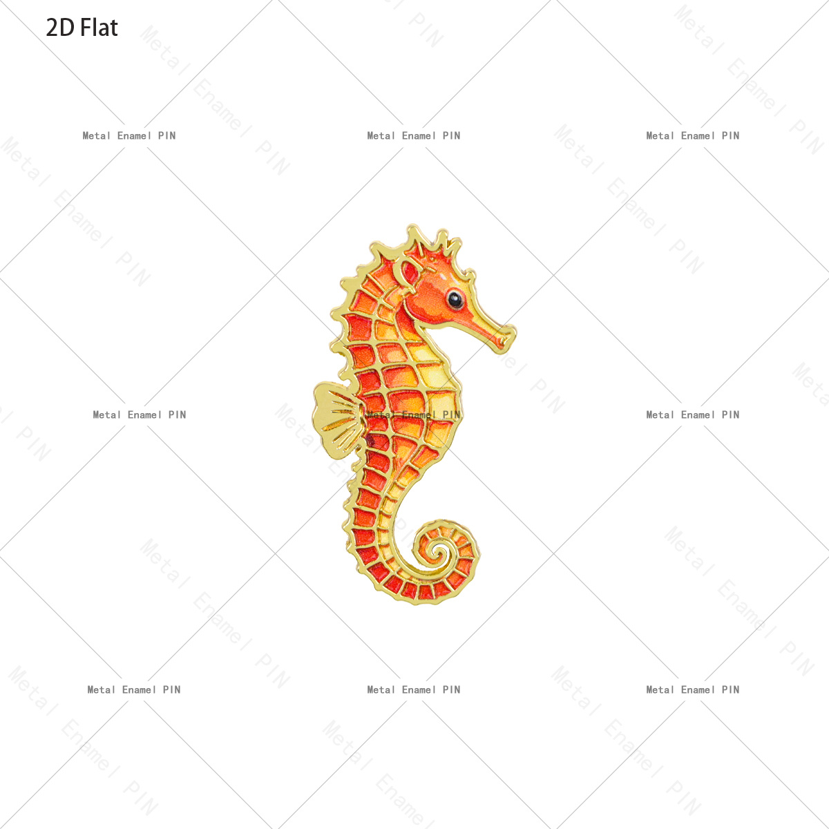 TEMU 2d Flat, 1pc Dmlsky Seahorse Enamel Pin - Gradient Red Suitable For Ocean-themed Lapel Brooch, Hat Badge, Backpack Accessory, Beach Jewelry Gift