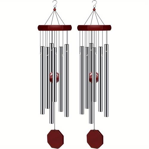 2pcs memorial wind chimes outdoor large deep tone elegant sympathy wind chime with 6 tubes for indoor outdoor patio balcony