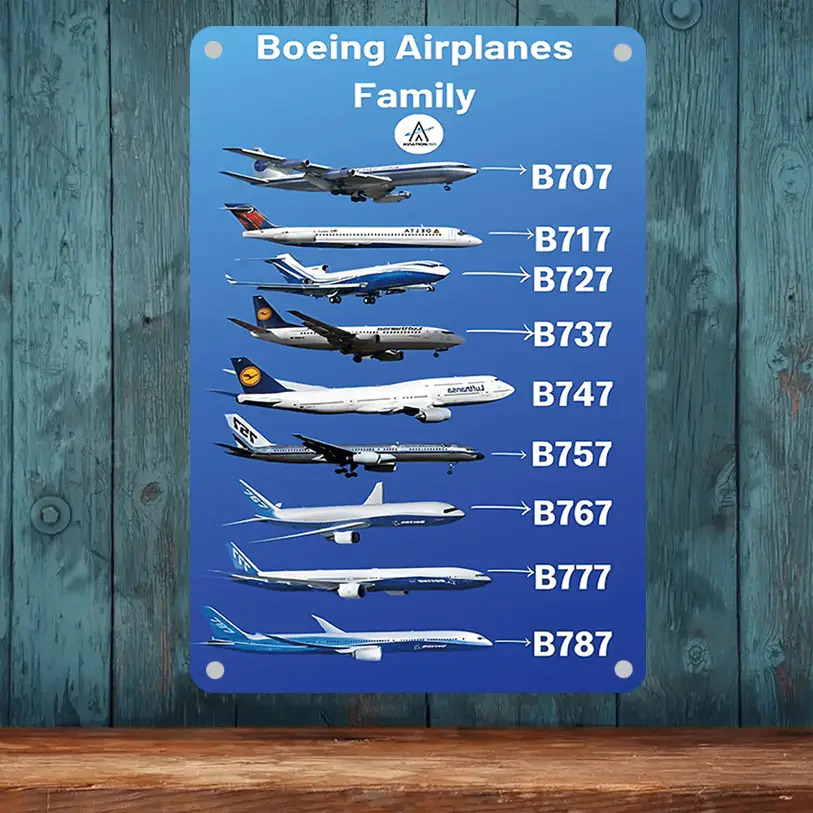 TEMU Airplanes Metal Wall Art - 787, 777, 747, 767, , 737, 727, 707 - Vintage Aviation Decor With Logo Design - Frameless Iron Aircraft Model Display