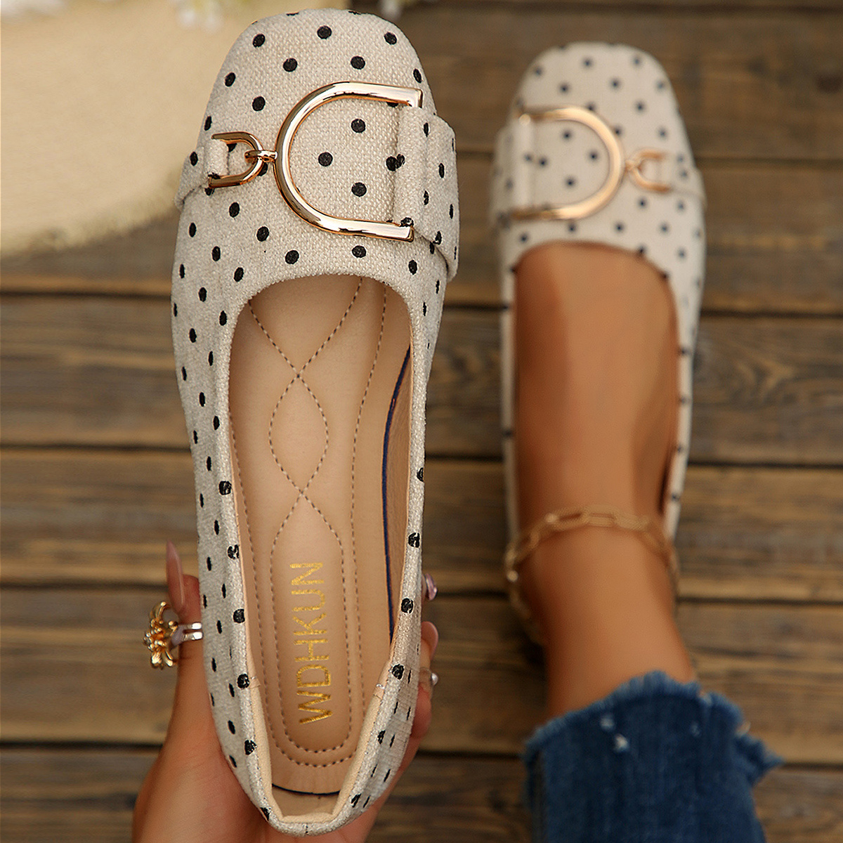 TEMU Wdhkun Women's Comfortable Flat Shoes, New Autumn Style Soft Shallow-toe Flat Shoes With Metal Buckle Decoration, Versatile Women's Shoes, Women