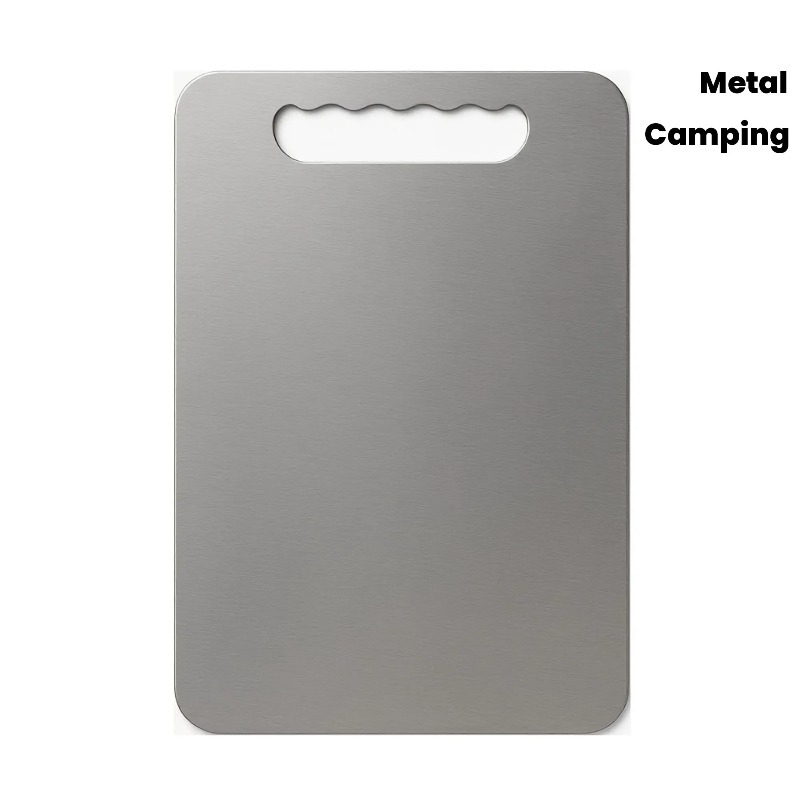 3 шт. прочная разделочная доска из нержавеющей стали пищевого класса,   и портативная   доска для нарезки,   подходит для кемпинга, использования на открытом воздухе, домашних кухонь и ресторанов. отлично подходит для нарезки фруктов и овощей, а также как инструмент для барбекю Детали 4