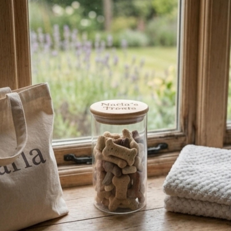 Personalized Engravable Glass Pet Treat Jar