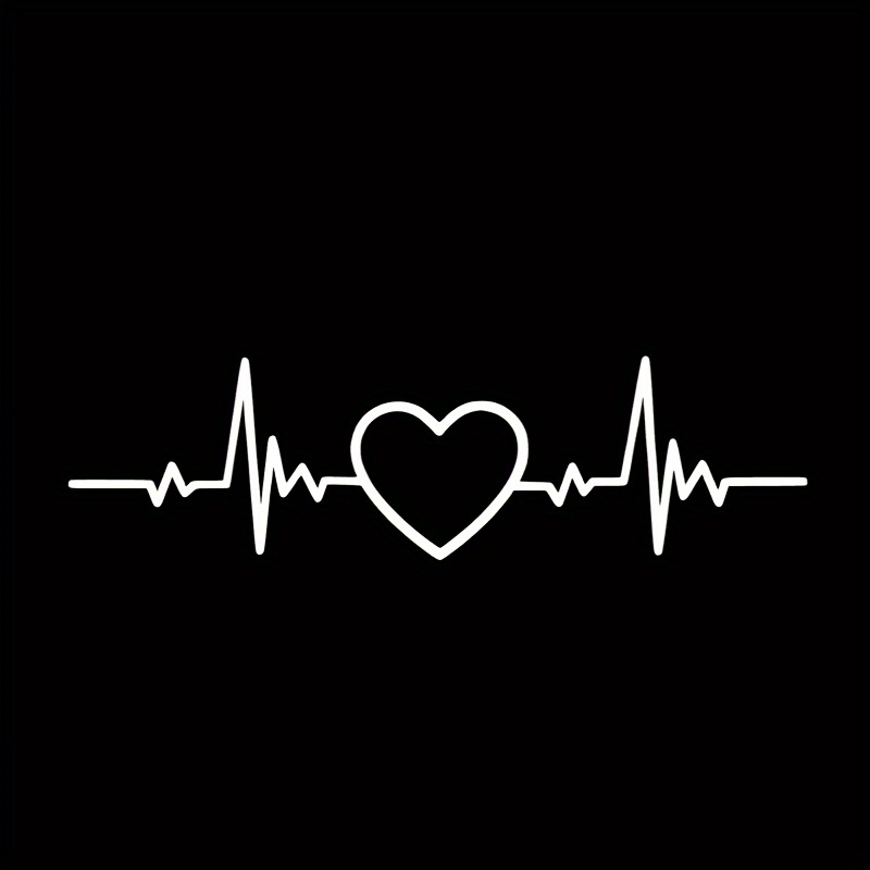 1pc Of High-quality Heart-shaped Sticker, Featuring An Ecg , Suitable For Cars, Motorcycles, Notebooks, Home Decor, And Any Flat Surface. It Has Good , Is Waterproof, Car Vinyl Sticker