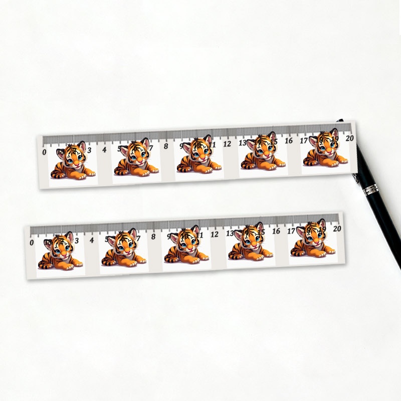 20cm Plastic Ruler with Cute Cartoon Baby Tiger Pattern