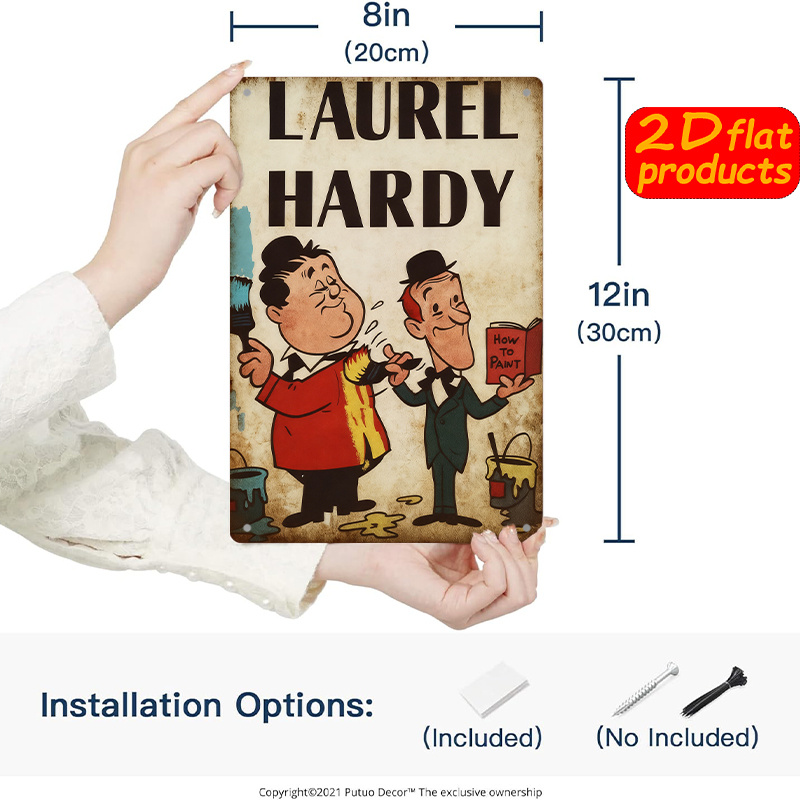 Laurel & Hardy Cartoon Characters Tin Metal Signs Home Décor