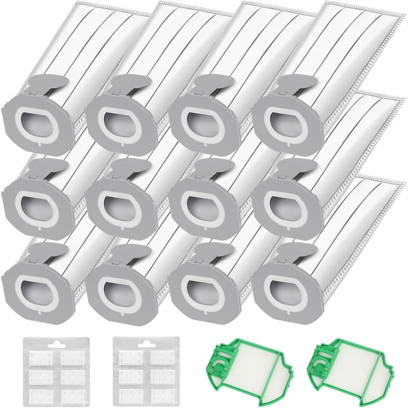 TEMU 12 Sacchetti per Aspirapolvere Compatibili con Vorwerk Kobold VK7 FP7 con 2 Filtri - Sacchetti Filtro Premium Adatti per Aspirapolvere VK7 FP7,