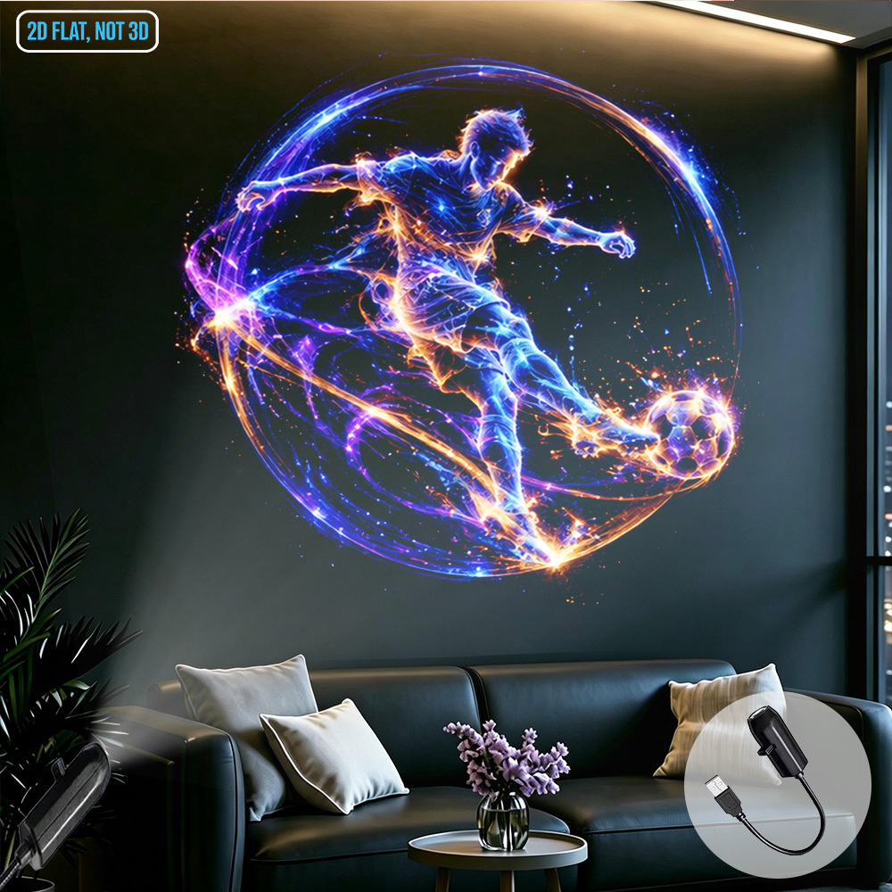 TEMU Portable Led Projector Night Light Usb Powered Theme Soccer Player Kicking Glowing Ball Ambient Decor Projection Lamp For Bedroom Living Room
