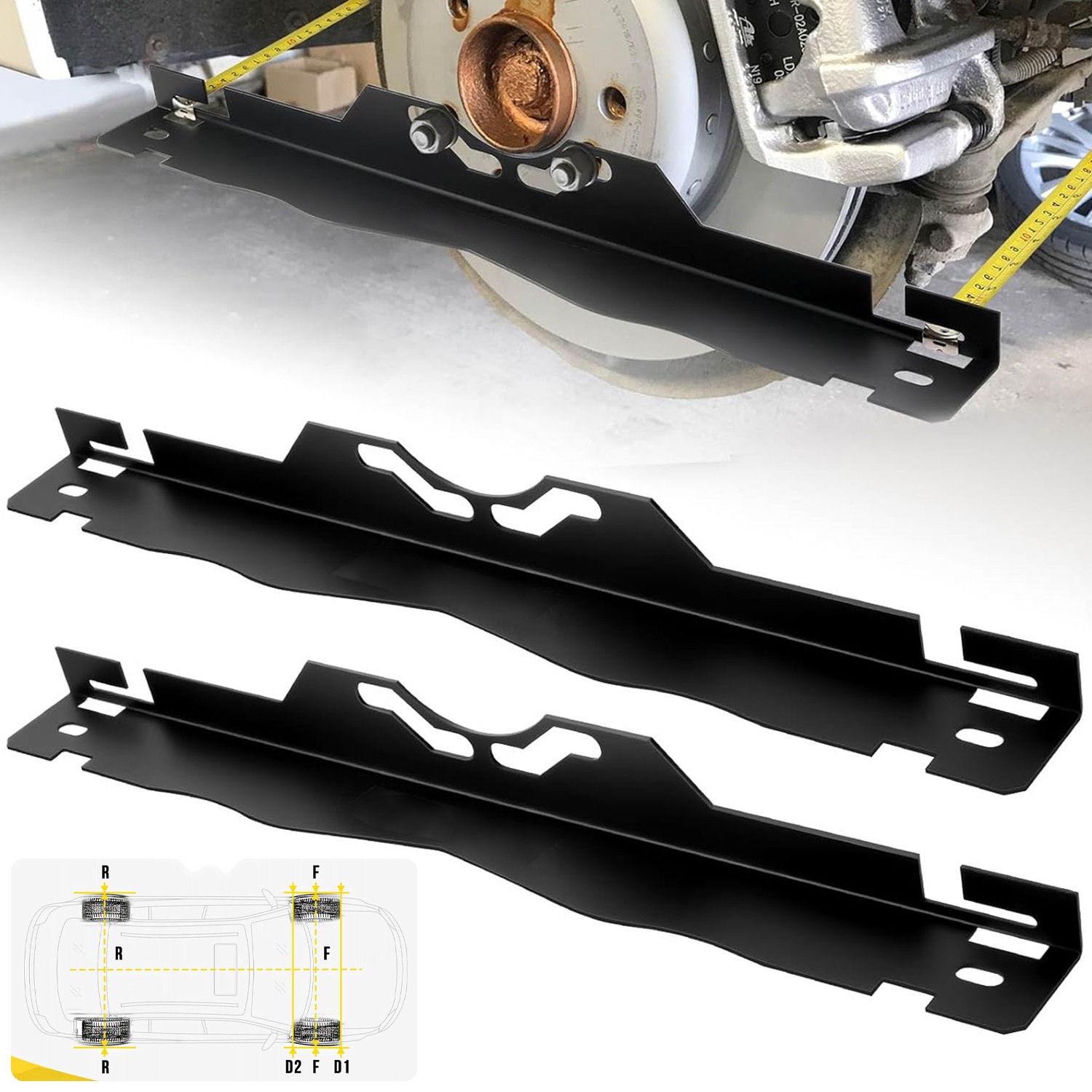 Image of Set Of 2 Car Wheel Alignment Tools, Tire Replacement Guide, Maintenance Device, Camber Gauge Featuring Holes For And Trucks