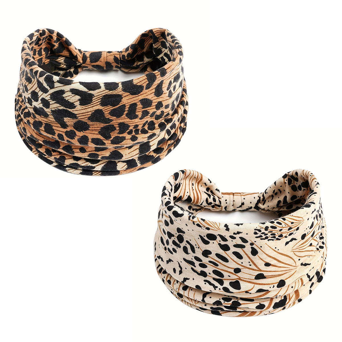 TEMU 2pcs Women's Wide Headbands - Leopard Print High Elastic Hair Ties Suitable For Yoga, Gym, Outdoor Sports & Daily Wear | Wide For Thick Hair,