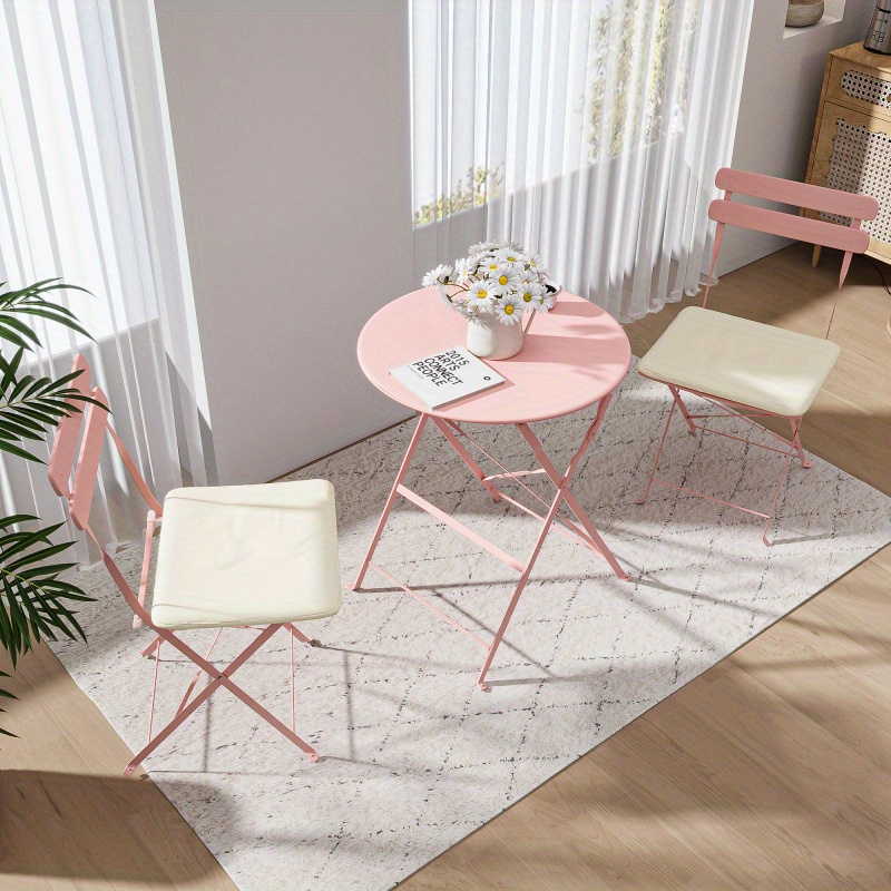3pcs   balcony   chair table setpink