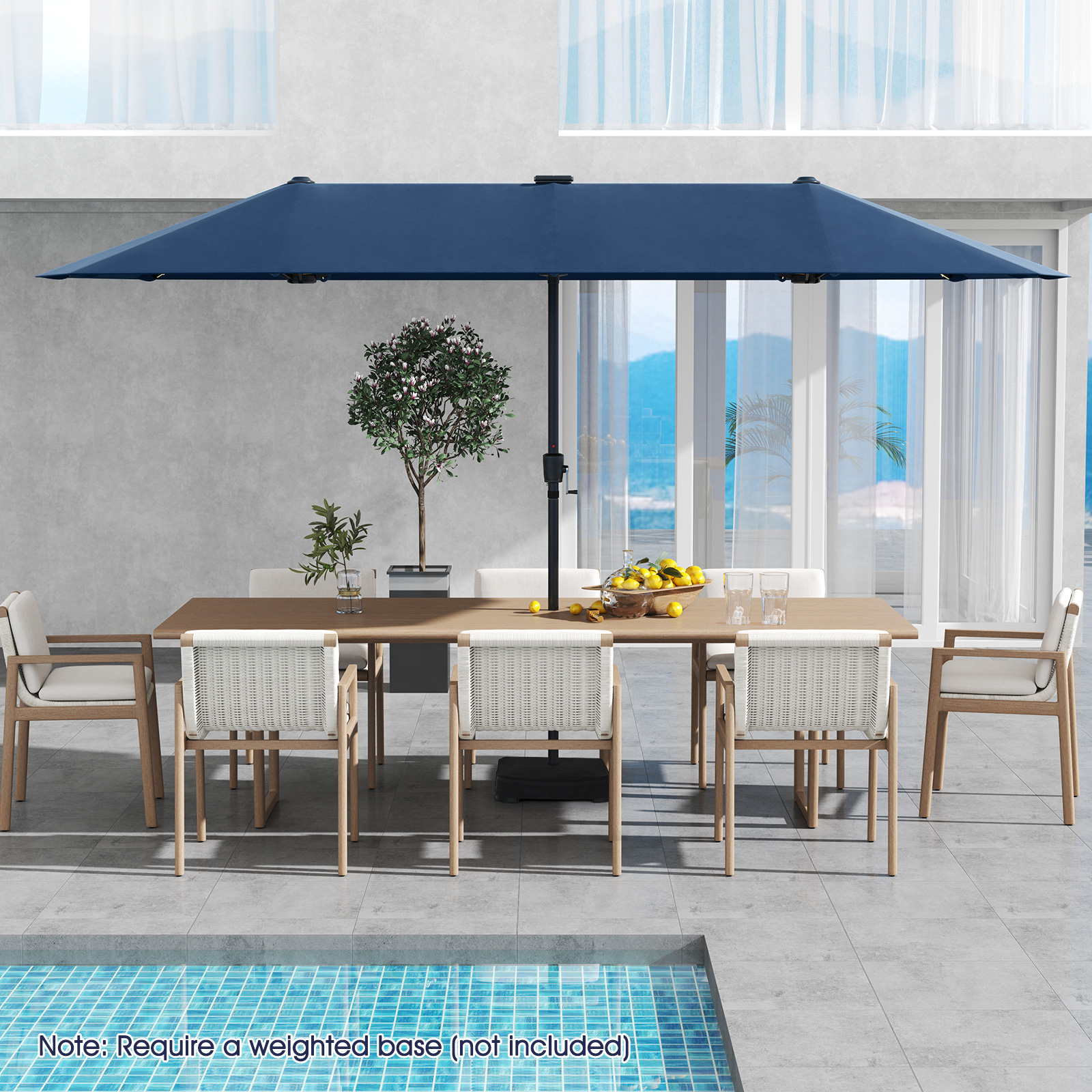 10 foot patio umbrella led Cantilever Umbrella with Solar LED Lights