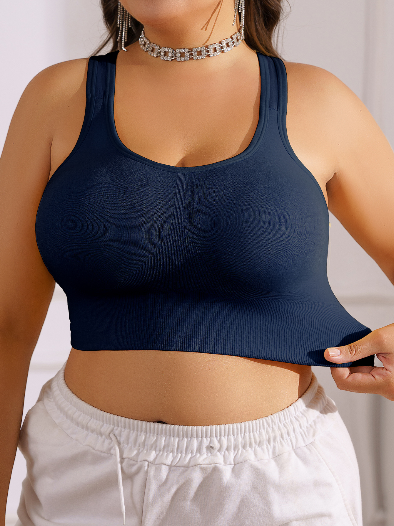 Women'S Plus Size X-Back Short Sleeve Wireless Bra with Removable Pads - Wide Straps, Medium Stretch, Solid Color for Yoga, Running & Casual Wear (0XL-3XL), Sports Bra, Yoga Apparel, Elegant Design, Comfortable Fit