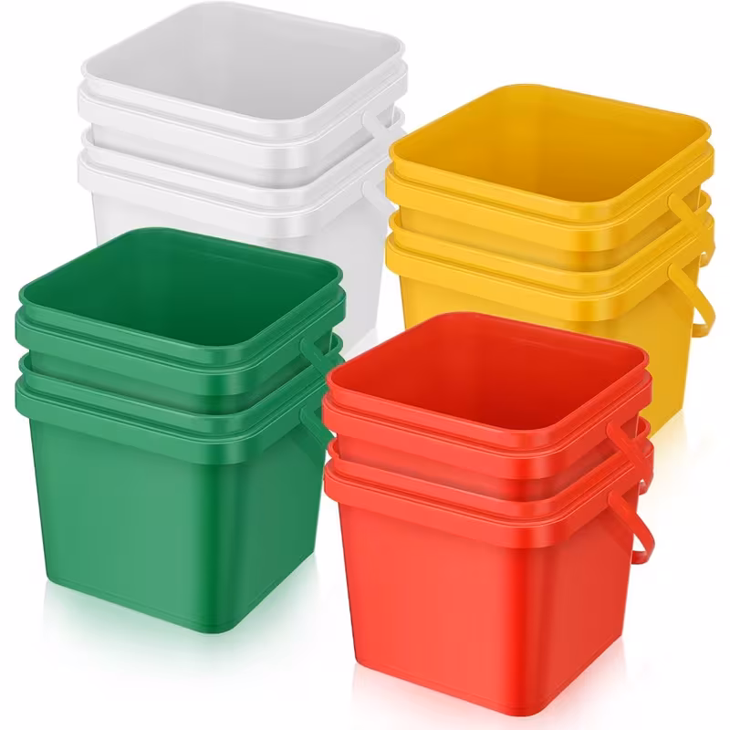 2 plastic buckets square cleaning buckets practical small buckets with handles for house cleaning storage livestock breeding car washing yellow white Product details 3
