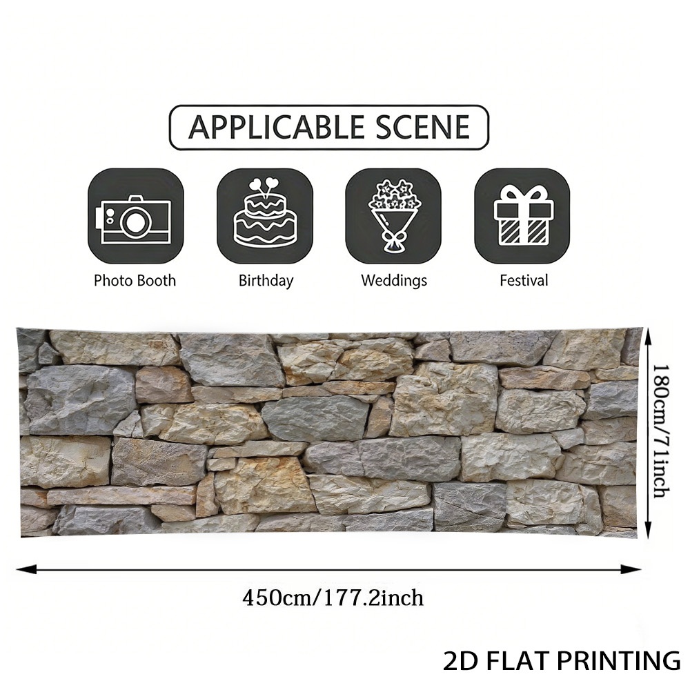 TEMU (2d Flat) 1pc Natural Stacked Stone Wall Garage Door Banner, Decorative Fence, , Suitable For Festival Party, Fence And Wall Decoration,