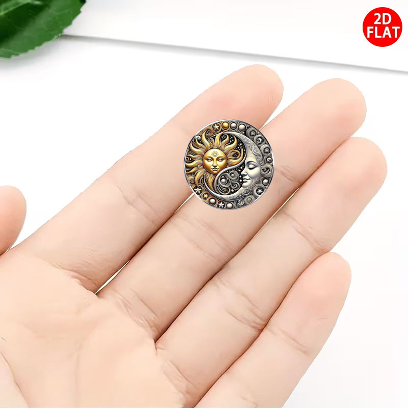Retro Sun and Moon Stainless Steel Brooch