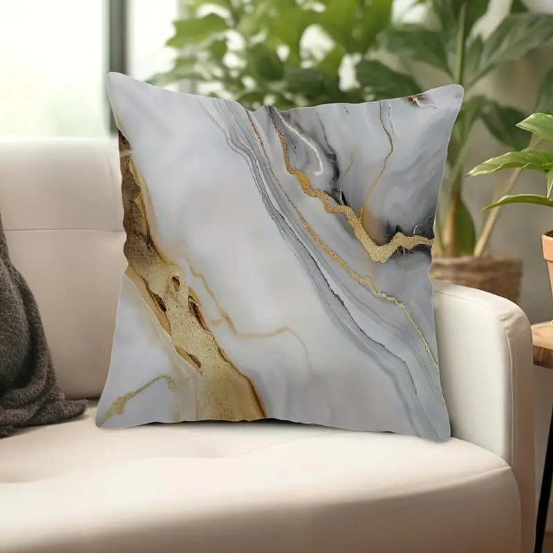 4pcs double sided printed marble geometric pattern pillow covers soft plush with zipper closure machine washable multiple sizes for living room bedroom sofa decor pillow covers for living room bedroom accessories marble pattern pillows luxurious texture 2d flat Product details 5